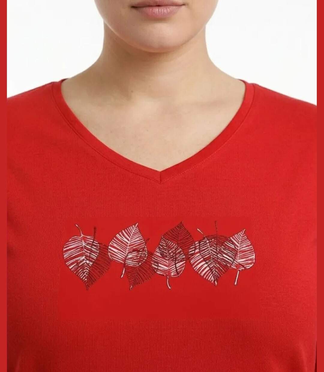 Mayflower NERUDA1GT : Tee-shirt manches longues grande taille rouge en coton-4
