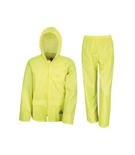 Unisex adult waterproof jacket and trousers set neon yellow Result