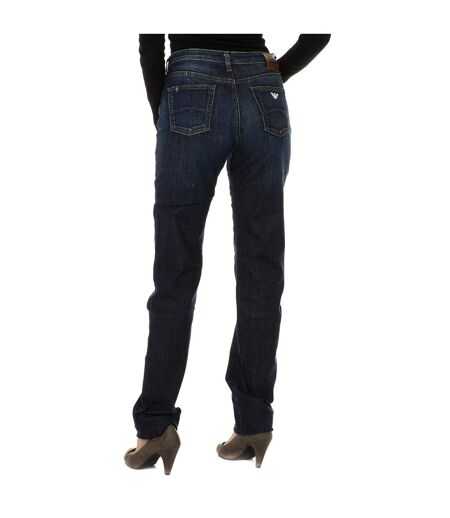 Long worn effect denim pants 6X5J85-5D0DZ woman