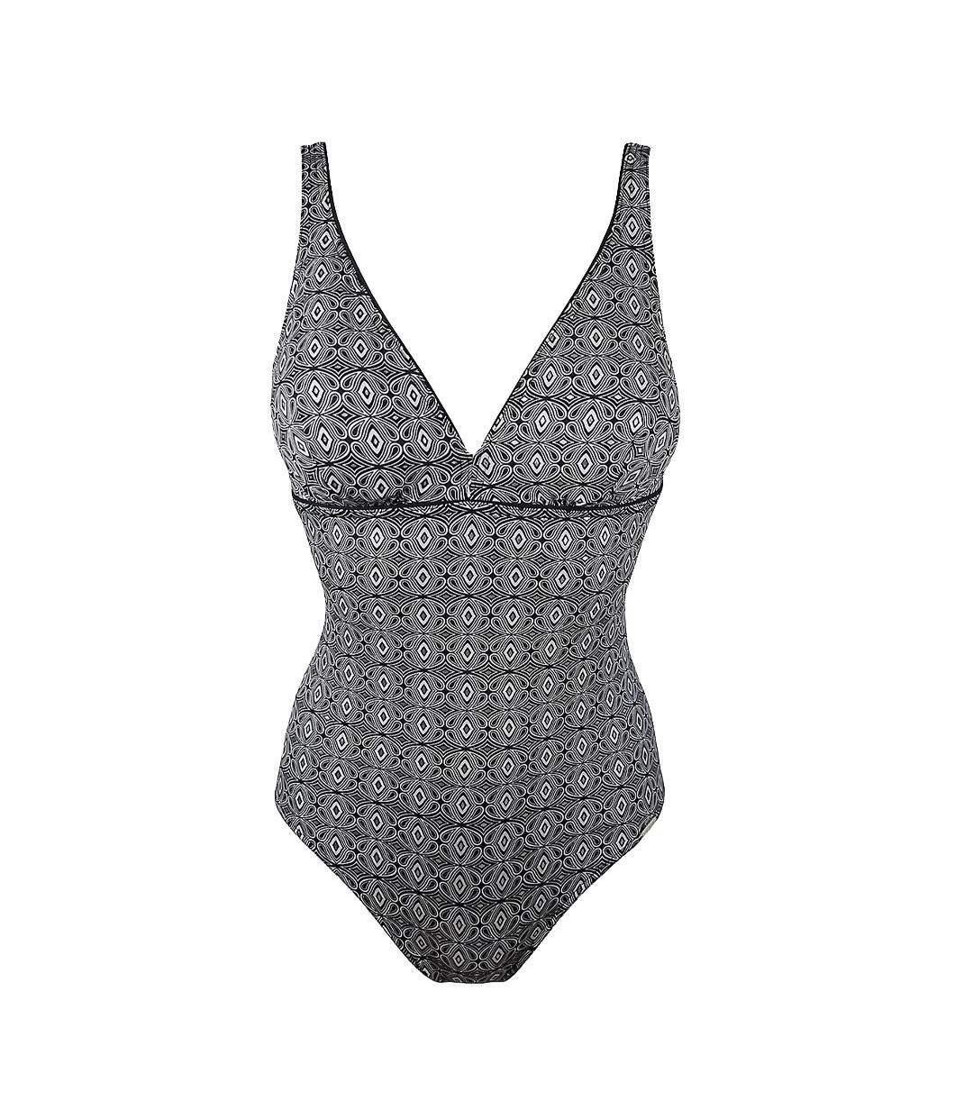 Maillot de bain noir/blanc femme grain de sable eva-2