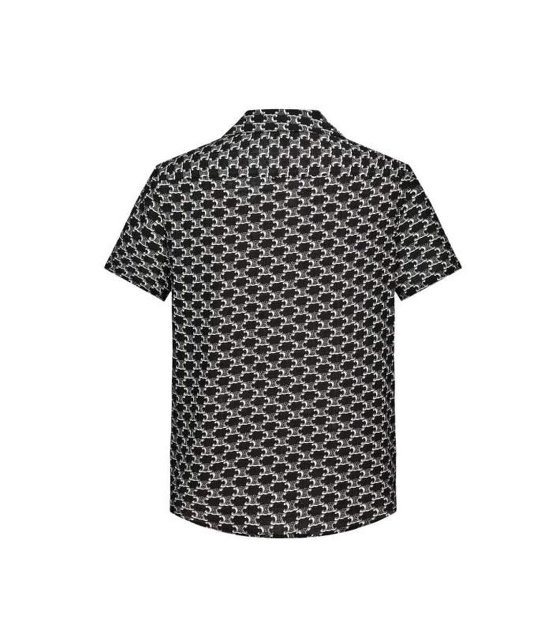 Chemise homme manches courtes à motifs de couleur noire-2