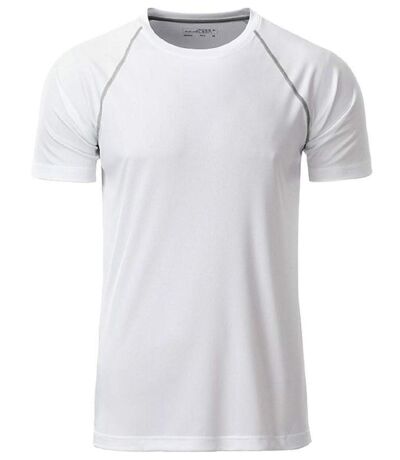 Maillot running respirant - Homme - JN496 - blanc et gris