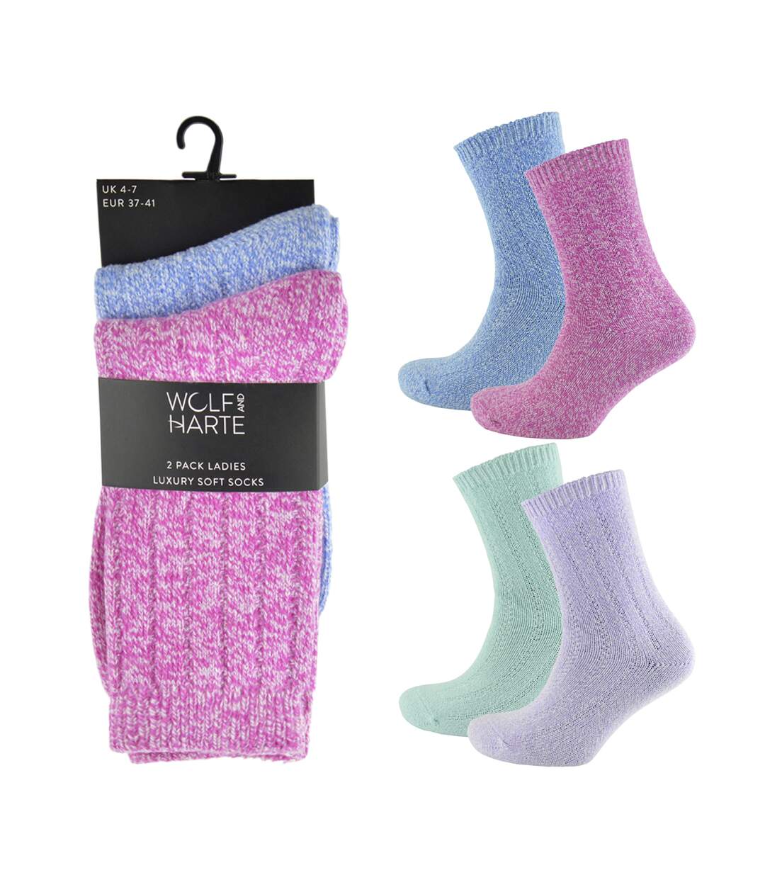 Wolf And Harte Womens/Ladies Soft Feel Socks (Pack Of 2) () - UTUT1228-1
