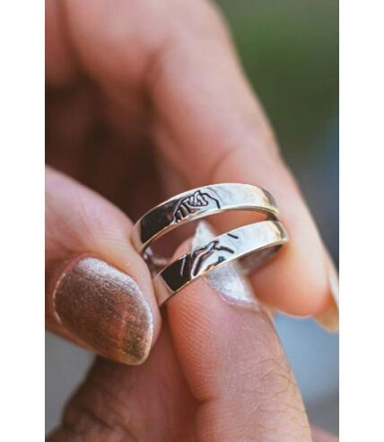 Adjustable Hand Holding Matching Couple Band Promise Ring Set