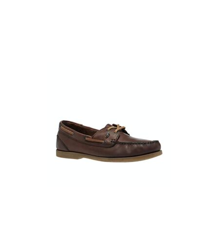 Womens/ladies Avisa Leather Boat Shoes Chestnut Brown Moretta