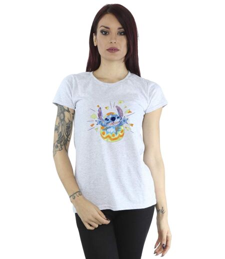 Disney T-shirt en coton Femme/Ladies Lilo & Stitch Cracking Egg (Gris sportif) - UTBI25924
