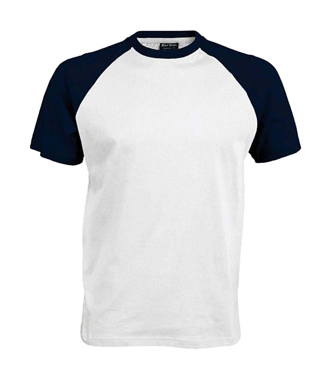 T-shirt de baseball à manches courtes  pour homme blanc/bleu marine Kariban-1