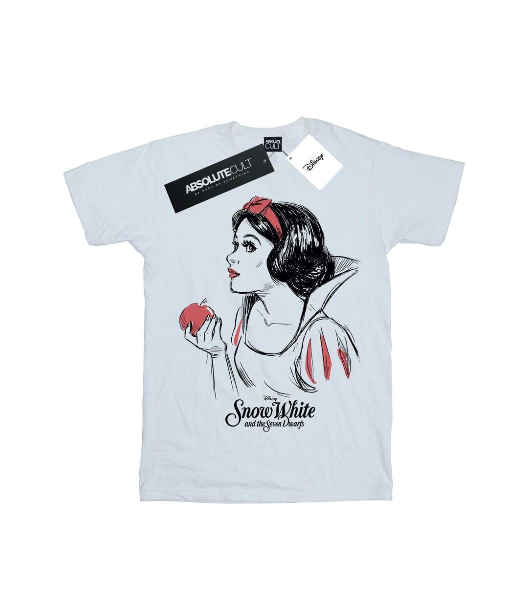 Disney Femme/Ladies Snow White Apple Sketch Cotton Boyfriend T-Shirt (Blanc) - UTBI48968-1