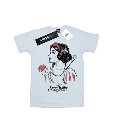 Disney Femme/Ladies Snow White Apple Sketch Cotton Boyfriend T-Shirt (Blanc) - UTBI48968