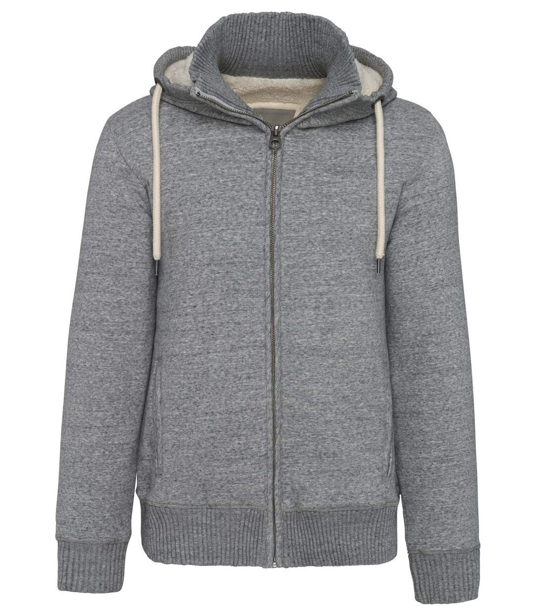 Veste molleton doublée sherpa - homme - KV2312 - gris clair - avec capuche-1