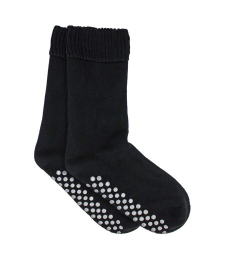 Mens Extra Wide Winter Bed Socks with Grips | Non Slip Thermal Sleep Socks
