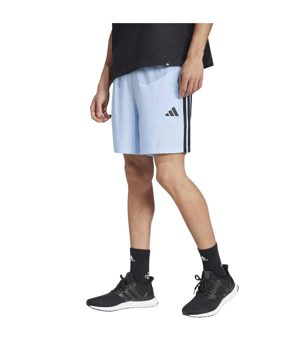 Mens 3 Stripes Shorts Glow Blue Adidas-3