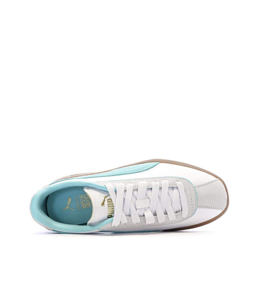 Baskets blanches/turquoise femme puma club klassika-4