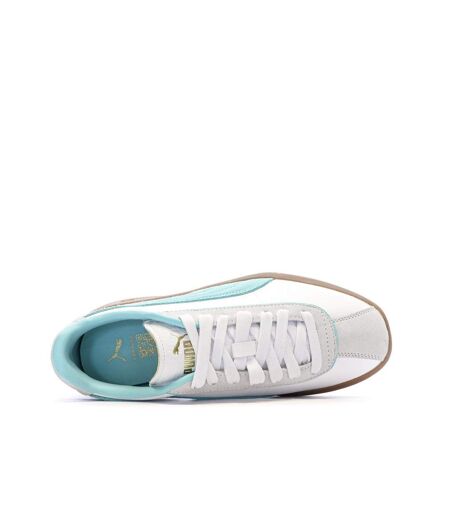 Baskets blanches/turquoise femme puma club klassika