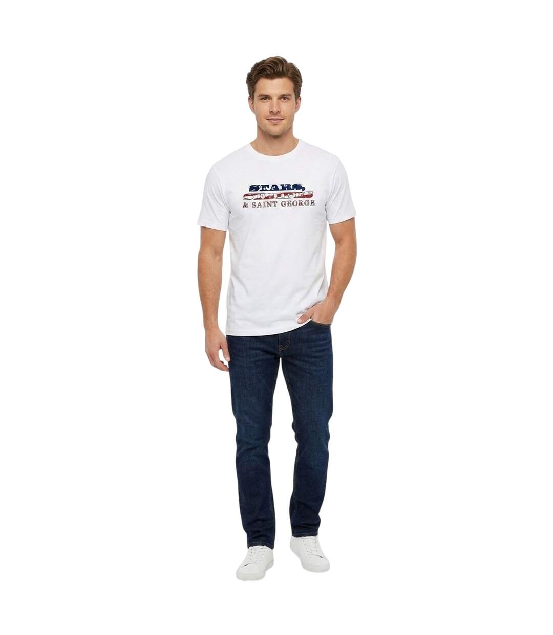 Mens Stars Stripes And Saint George England T-shirt White AWD-4
