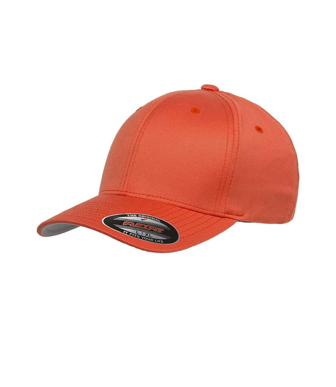 Childrens/kids Wooly Combed Baseball Cap Spicy Orange Flexfit-1