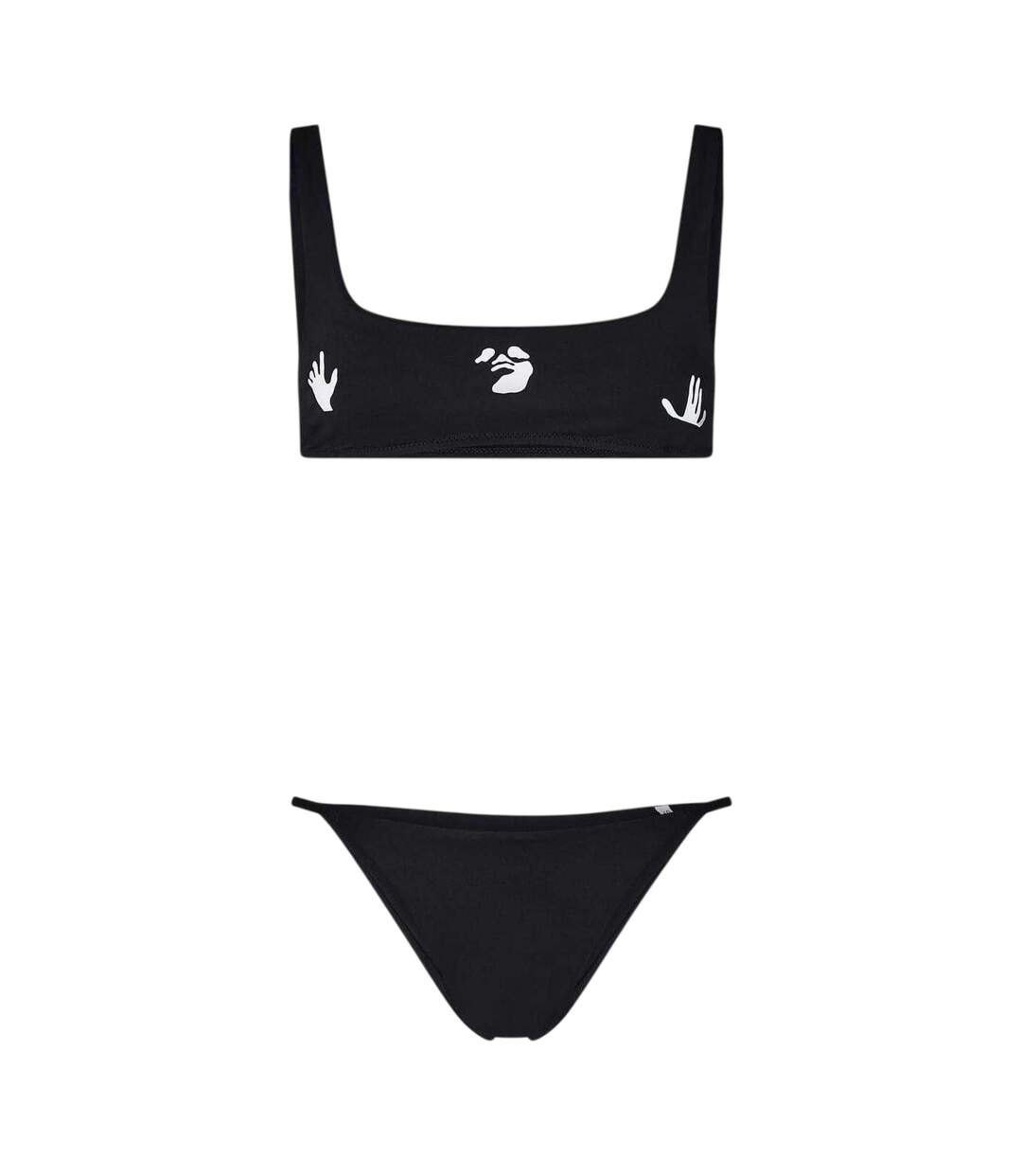 Ensemble Maillot De Bain 2 Pièces Motif/style Imprimé Graphique Femme Noir Blanc Off White-2
