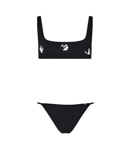 Ensemble Maillot De Bain 2 Pièces Motif/style Imprimé Graphique Femme Noir Blanc Off White