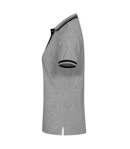 Womens/ladies Astoria Polo Shirt Grey Melange Clique