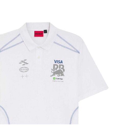 Mens Visa Cash App Racing Bulls F1 Polo Shirt White Hugo