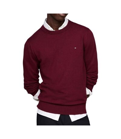 Pull bordeaux homme tommy hilfiger essential crew - l