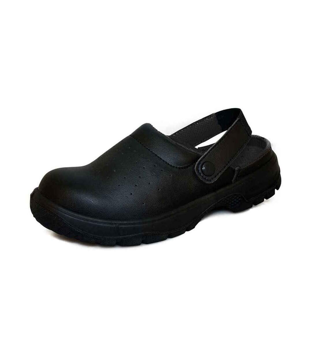 Unisex adult press stud strap clogs black Comfort Grip-1