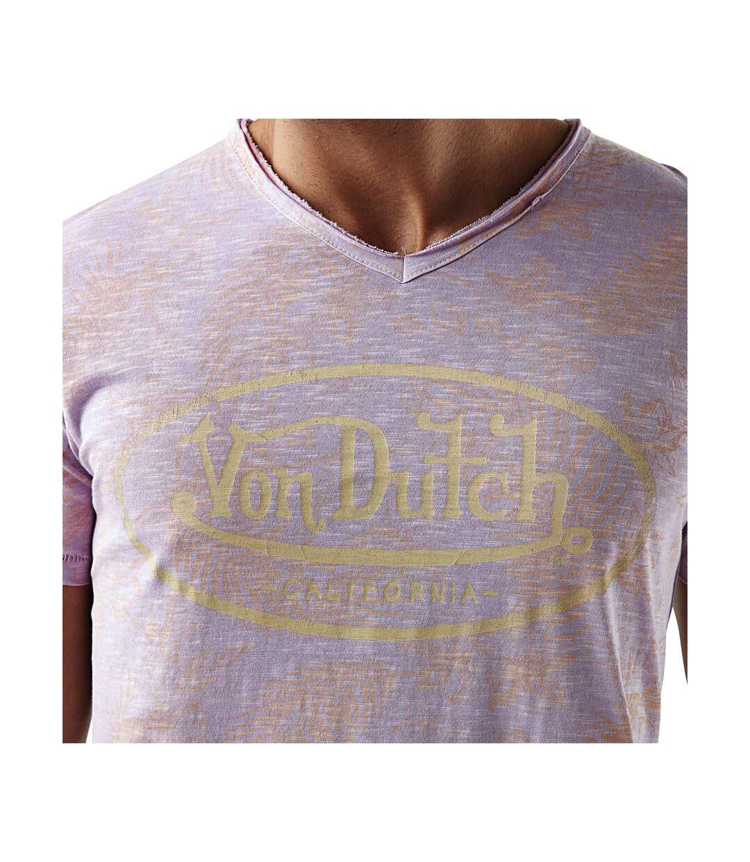 T-shirt homme col v avec traitement en coton Ron Vondutch