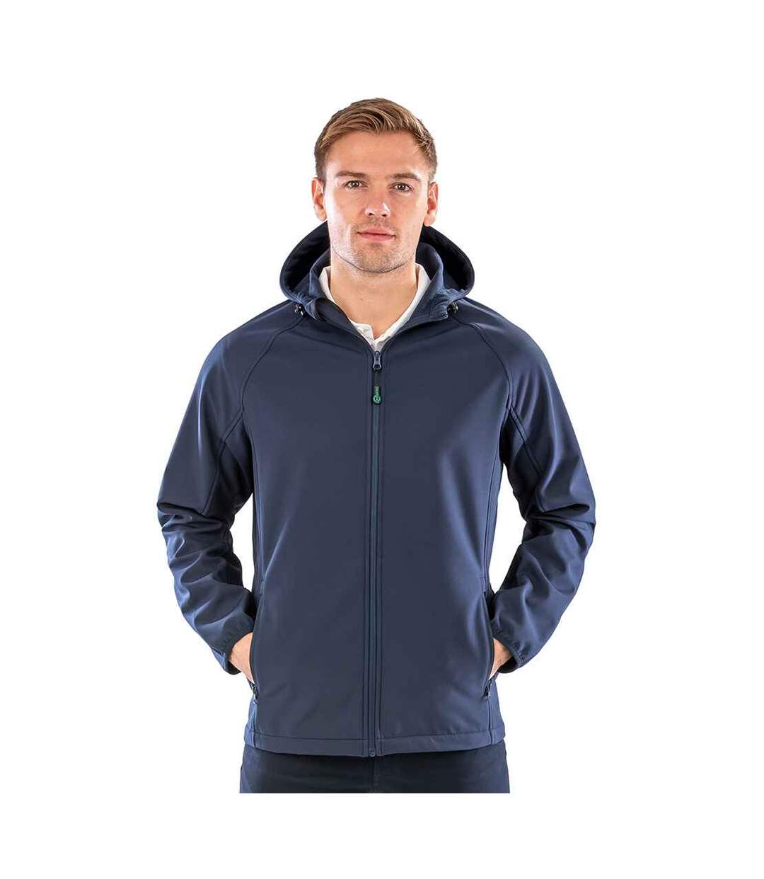 Mens Hooded 3 Layer Printable Soft Shell Jacket Navy Result Genuine Recycled-3