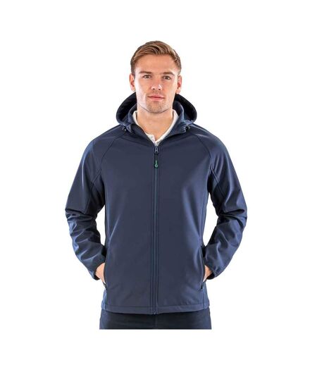Mens Hooded 3 Layer Printable Soft Shell Jacket Navy Result Genuine Recycled