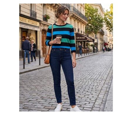 MAYFLOWER PAGODE2N - Pull large rayure en pur coton pour un confort absolu au quotidien