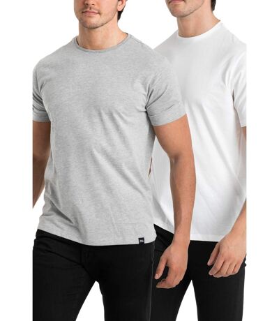 T-shirts essentiels coton bio labellisé, lot de 2 BLANC/GRIS