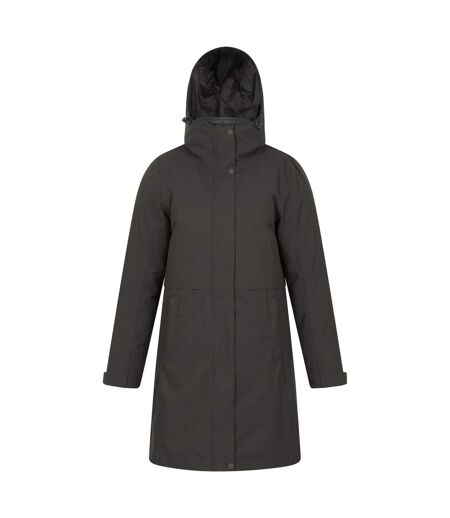 Womens/ladies Luna 3 In 1 Long Waterproof Jacket Khaki Green Mountain Warehouse