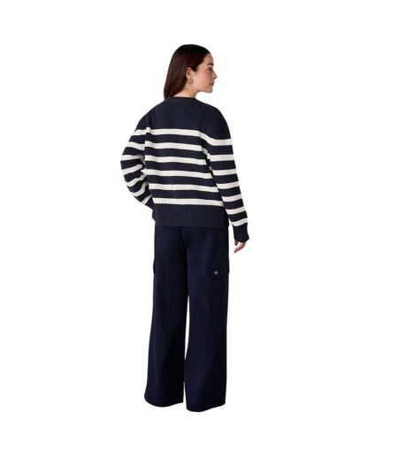 Womens/ladies Serena Striped Sweater Top Navy Finery