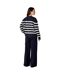 Womens/ladies Serena Striped Sweater Top Navy Finery-3