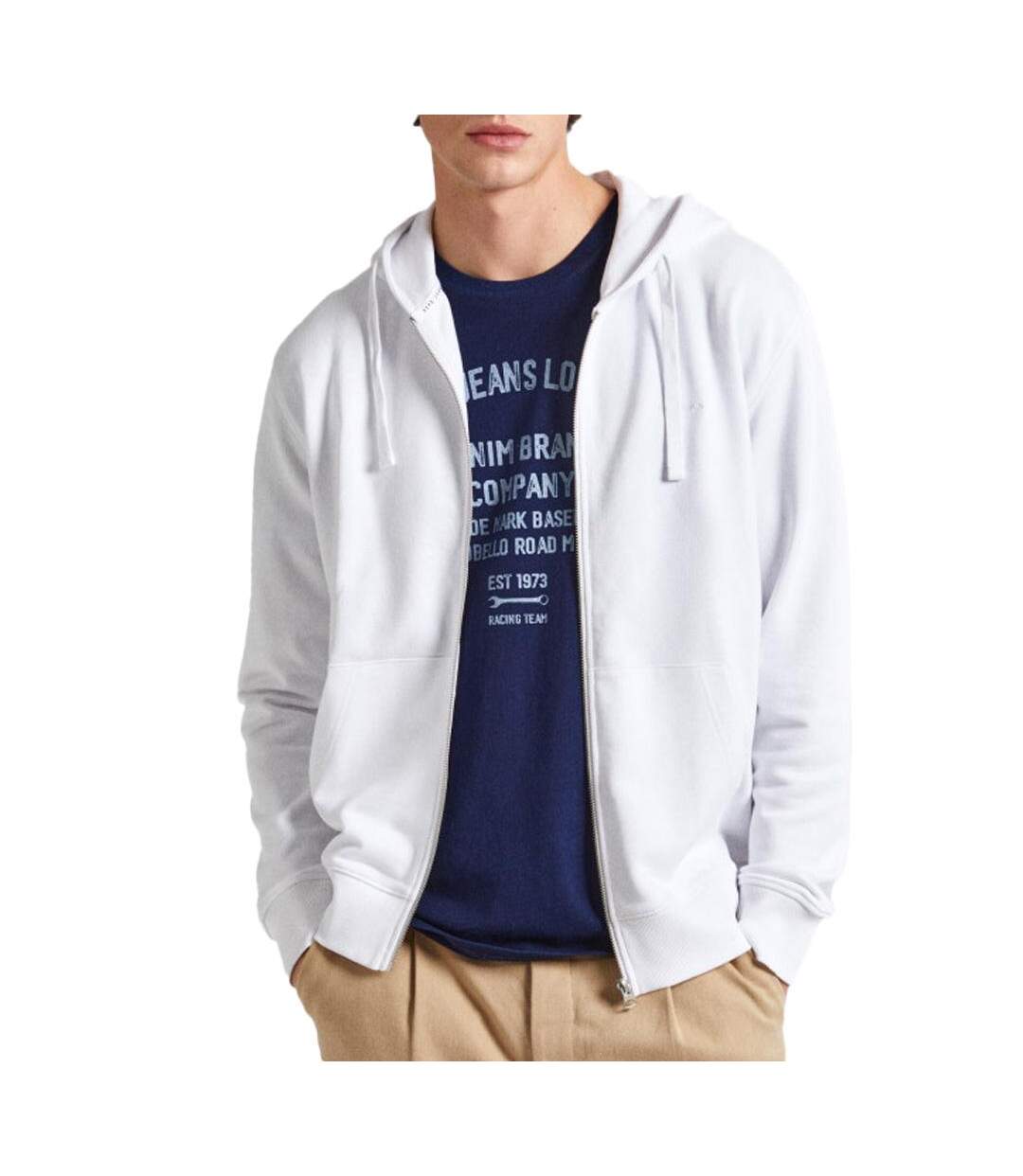 Veste zippée blanche homme pepe jeans joe - l-1