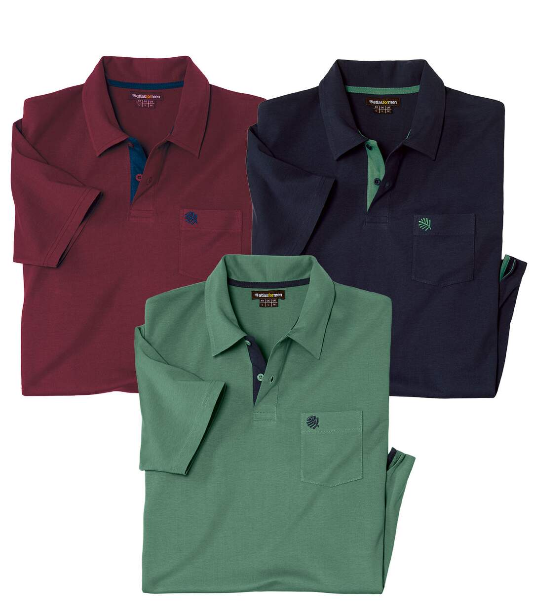 ATLAS FOR MEN T-shirts voor heren, set van 3 stuks, ronde hals, korte mouwen, verkrijgbaar in grote maten van M tot 5XL, XXL