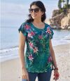 Women's Green Tropical Print T-Shirt  Atlas For Men