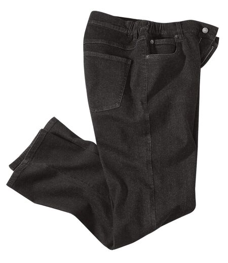 Wygodne, czarne jeansy regular z półelastyczną talią ze stretchem