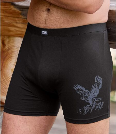 Pack of 2 Men's Stretch Boxer Shorts - Black Grey