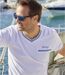 Pack of 2 Men's V-Neck Yachting T-Shirts - White Blue