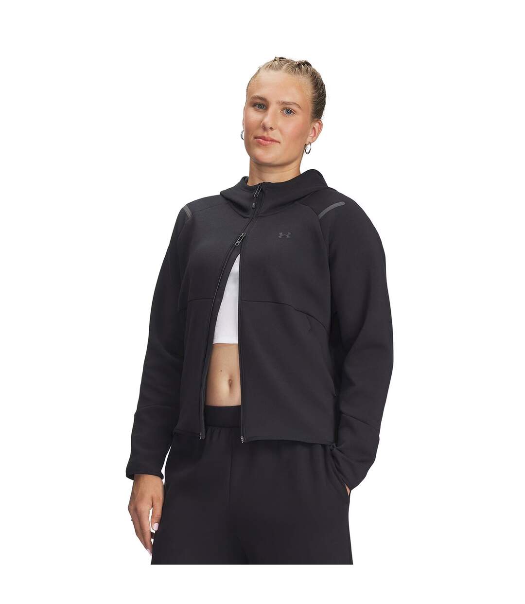 Womens/ladies Unstoppable Two Tone Sweat Jacket Black Under Armour-4