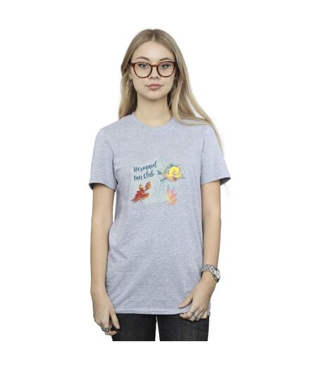 Disney T-shirt boyfriend en coton de The Little Mermaid Club Femme/Ladies (Gris sportif) - UTBI31004
