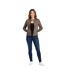 Womens/ladies Mock Neck Racer Jacket Brown Kangol-4
