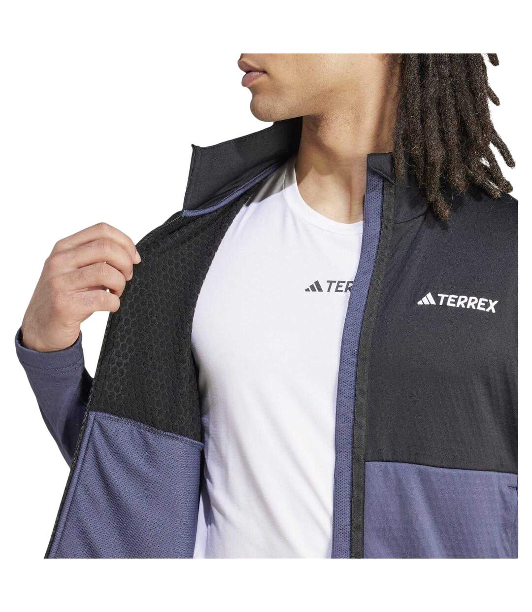 Mens Terrex Fleece Jacket Navy Black Adidas-4