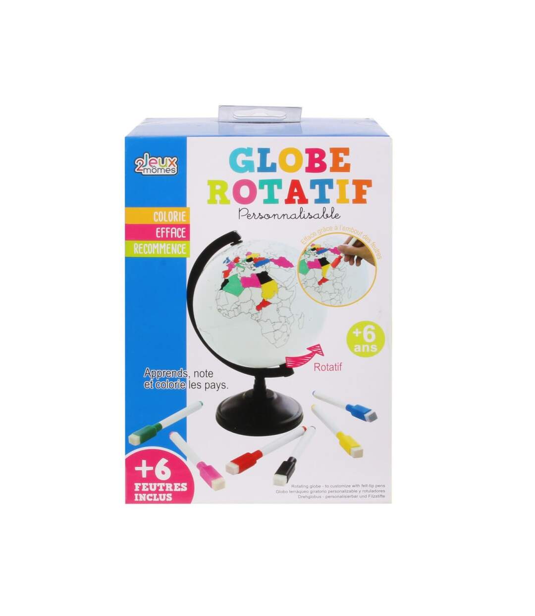 Globe Rotatif à Personnaliser Feutres 22cm Blanc-3