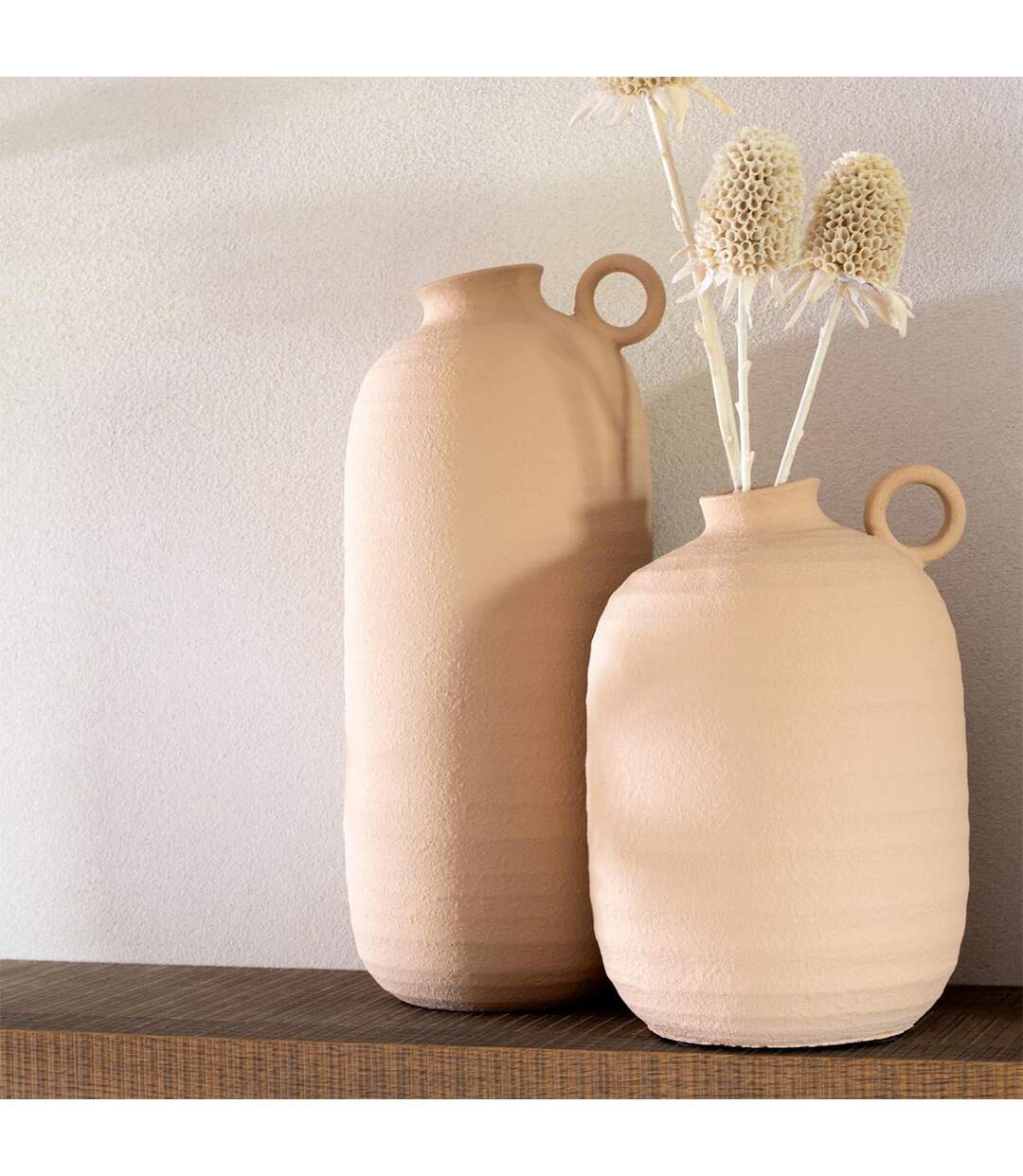 Vase Étroit en Argile Cassia 38cm Beige-3