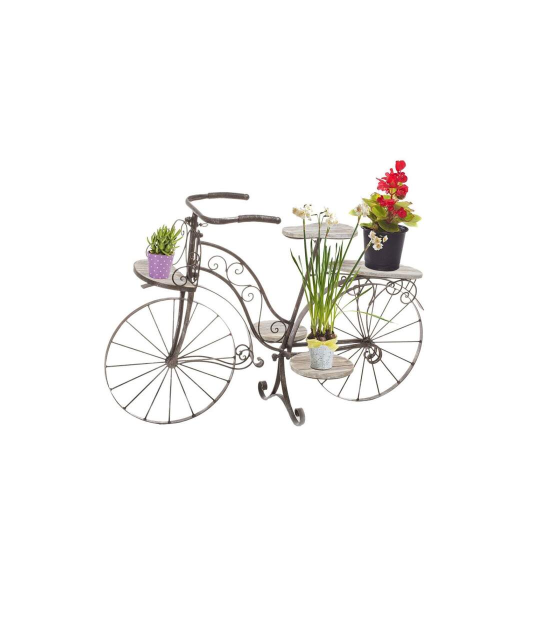 Porte-Plantes en Bois Vélo 97cm Chêne