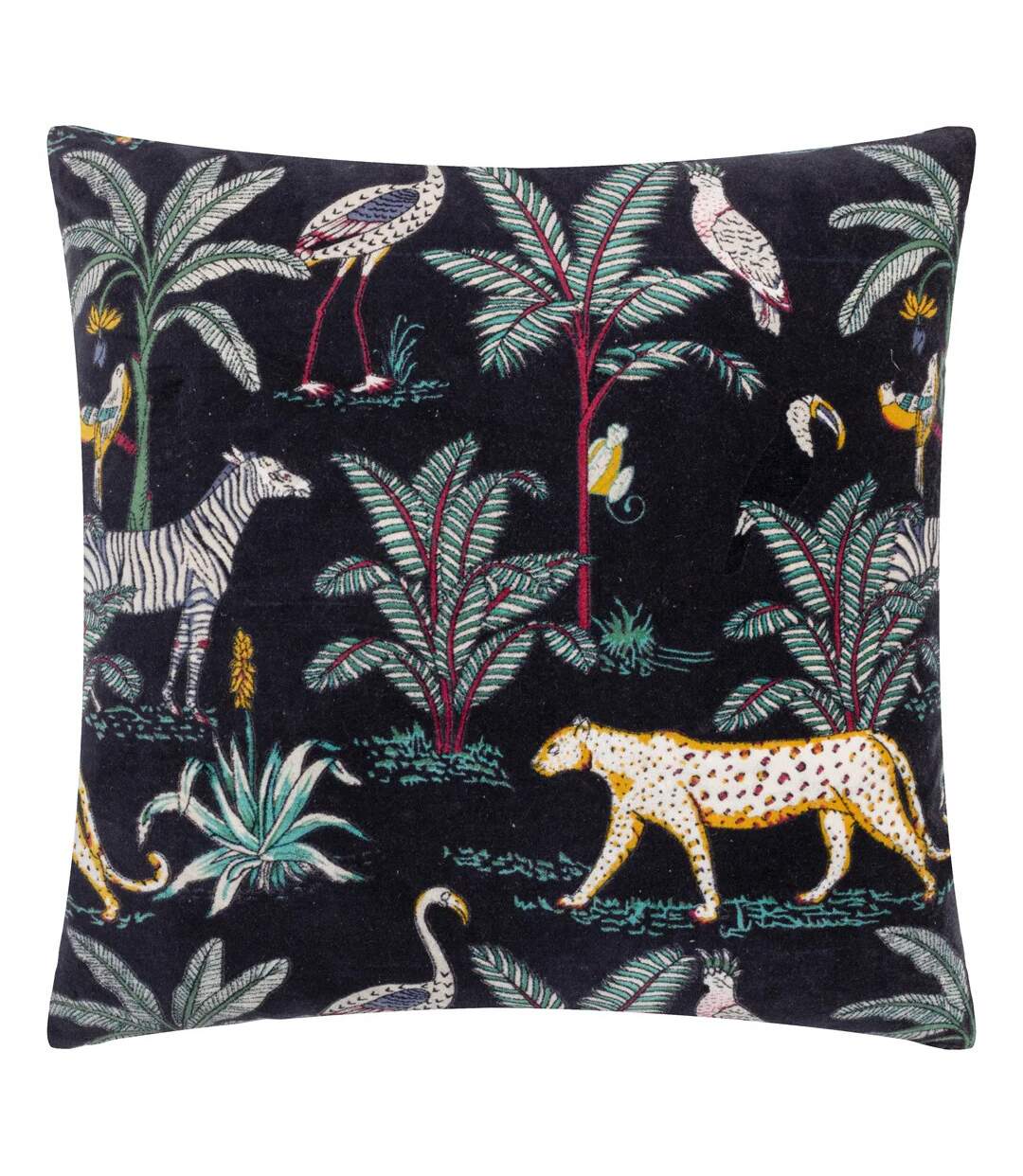 Tropics wilds cotton tropical cushion cover 55cm x 55cm black Wylder