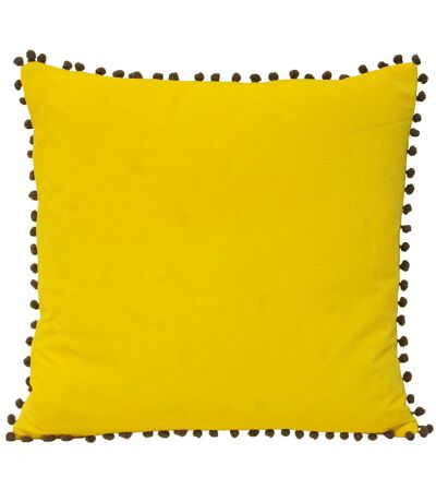 Riva Home Velvet Pompom Cushion Cover (Yellow/Gray)