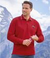 Pack of 2 Men's Grey & Red Polo Shirts - Long-Sleeved Atlas For Men
